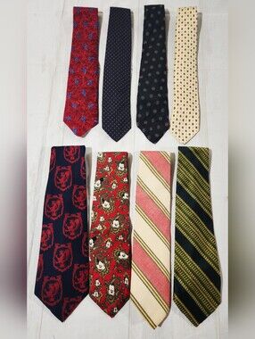 Vintage Lot of 8 Men's Ties Robert Talbott  Polo Ralph Lauren Disney